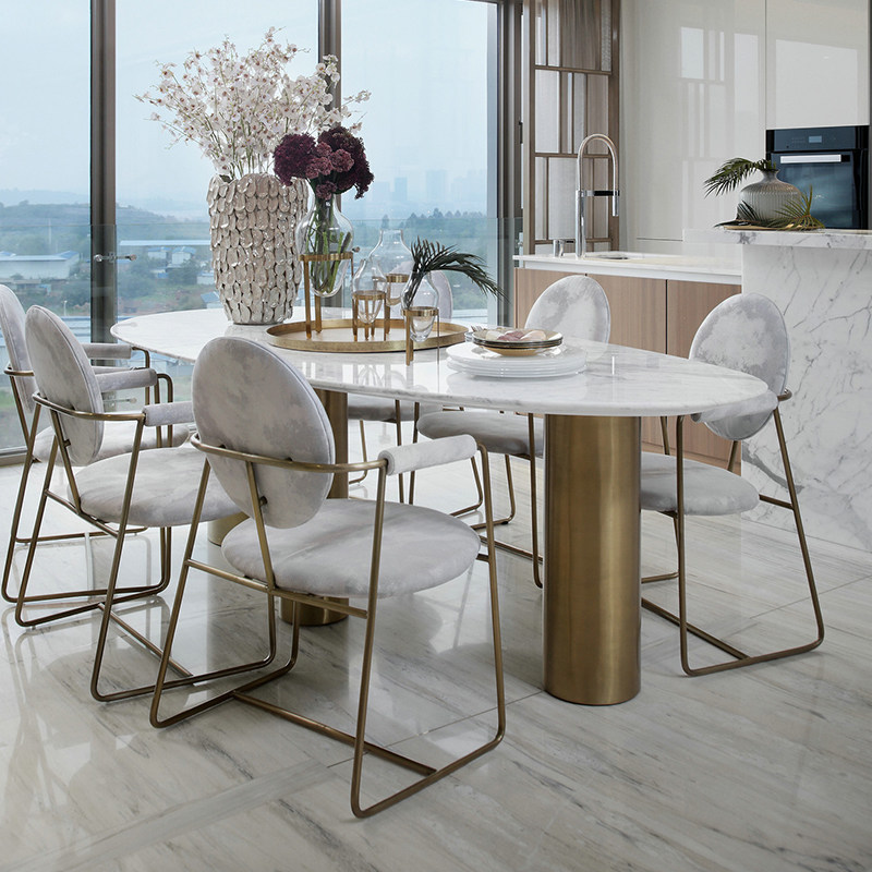 Italian Light extravagance modern Oval Table stand High-end customized hotel villa The big house natural Marble tablein the Residential furniture , Tables , Dining table  category - from Buy2taobao.com to provide professional Taobao agent buy service