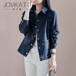 JOVKATTI韩版减龄纯棉水洗牛仔外套女2024年早春薄款宽松显瘦外套