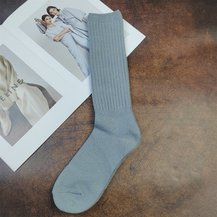 外单~大码女袜高筒袜冬季加厚保暖袜子男灰色长筒护腿袜 性价比高