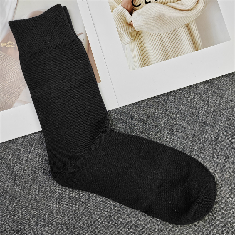 黑色中筒男袜纯棉中高筒正装