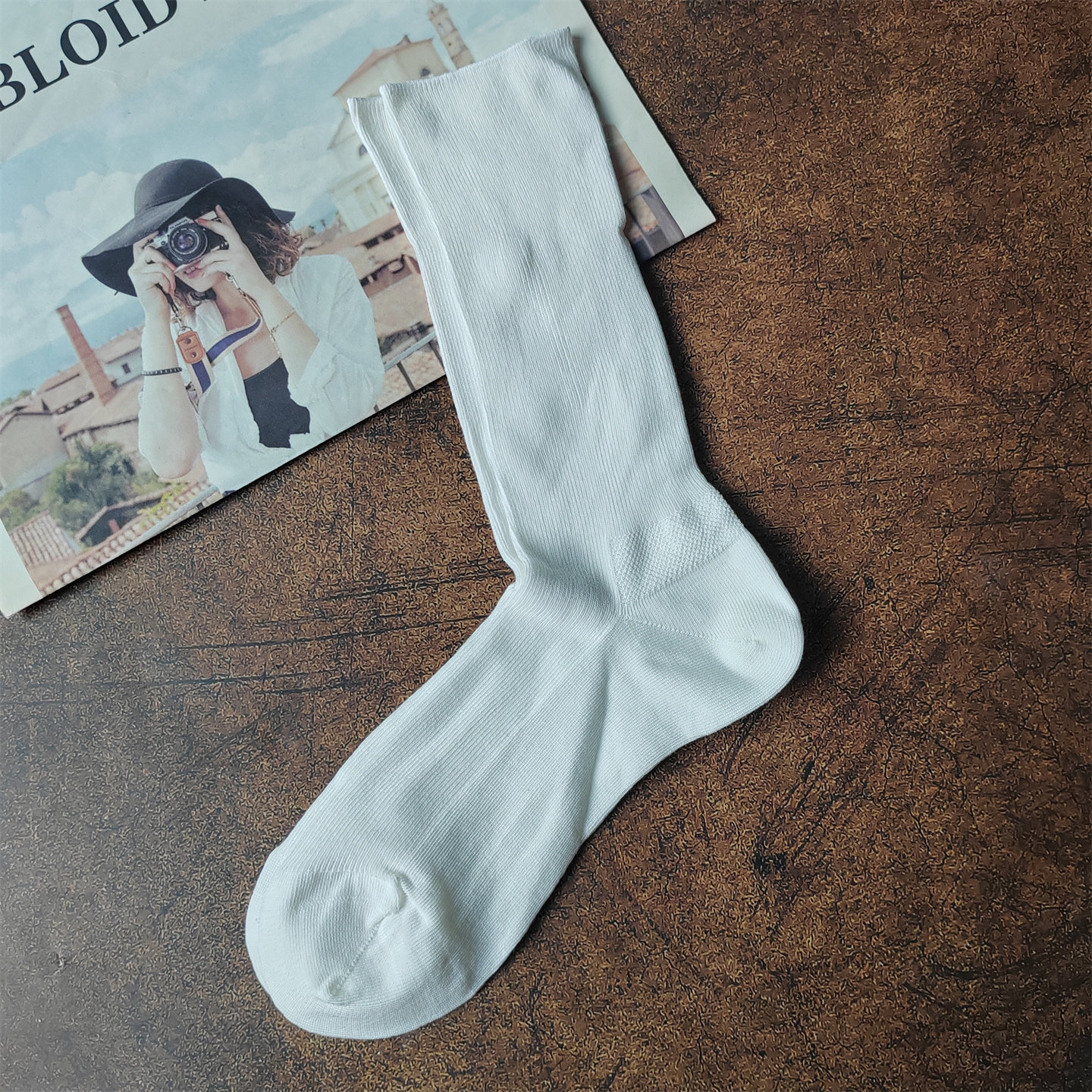 夏季纯棉无骨缝头堆堆中筒女袜