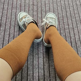 长筒袜锦纶竖纹男女同款无跟简约