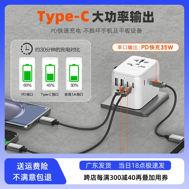 全球旅行通用快充转换插座转换器韩国日本旅游万能出国多功能插头-封面