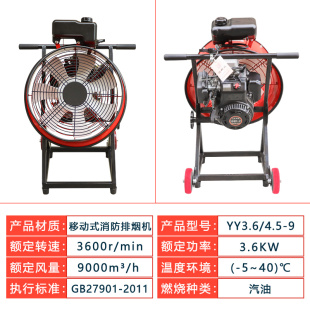 排烟机3C汽油涡轮发动机机动式 消防移动式 水轮水力驱动去烟消烟机