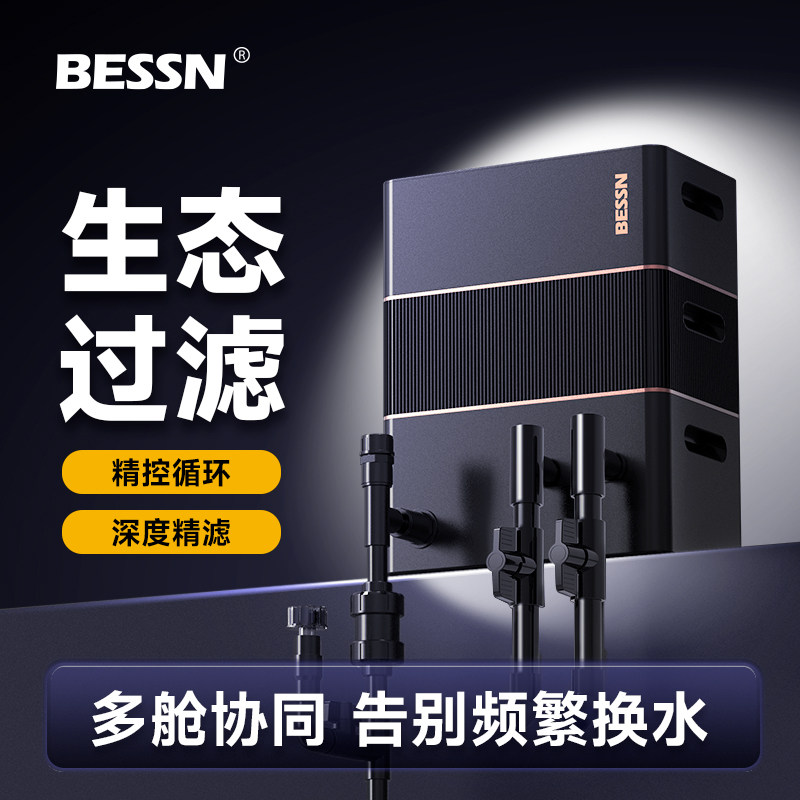 BESSN贝森滤舱鱼缸过滤器净水循环系统干湿分离鱼池杀菌过滤设备