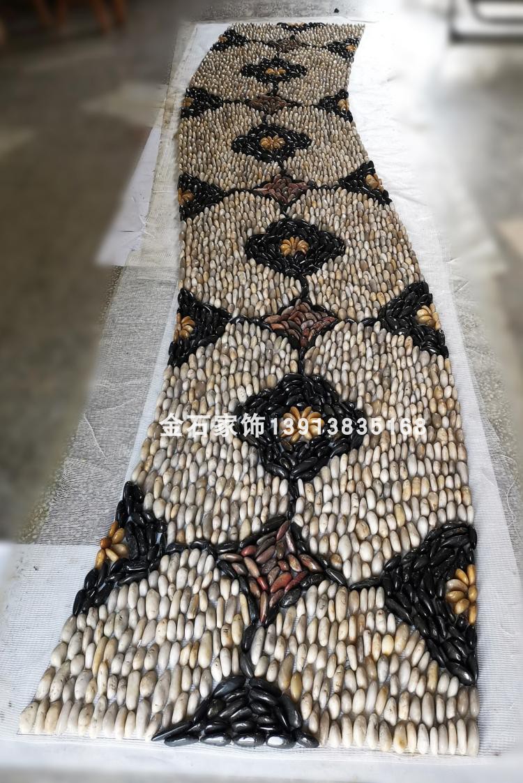 雨花石鹅卵石脚底按摩石子路马赛克健身步道花园公园海棠纹