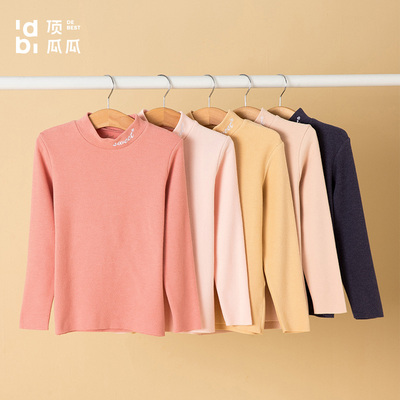 顶呱呱女童秋衣德绒打底秋冬季保暖内衣上衣半高领纯色中大童单件