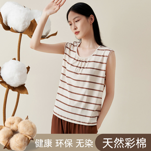 顶呱呱女士彩棉背心夏季 可外穿舒适透气上衣 中老年打底100%棉无袖