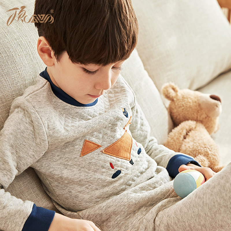 儿童保暖内衣套装秋冬男童三层夹棉加厚棉毛衫中大童纯棉秋衣秋裤,童装/婴儿装/亲子装,内衣套装,淘宝优惠券,粉丝福利购,淘宝优惠卷