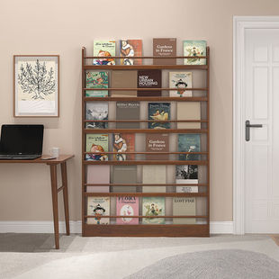 森远达实木超薄书架门后挂墙上落地两用置物报刊架书架绘本架高12