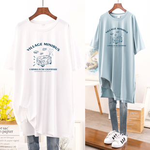 短袖 女装 t恤裙女中长款 欧货大版 上衣潮 2024新款 洋气减龄夏季 大码