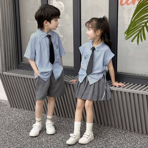 男女兄妹2025夏季儿童学院风套装