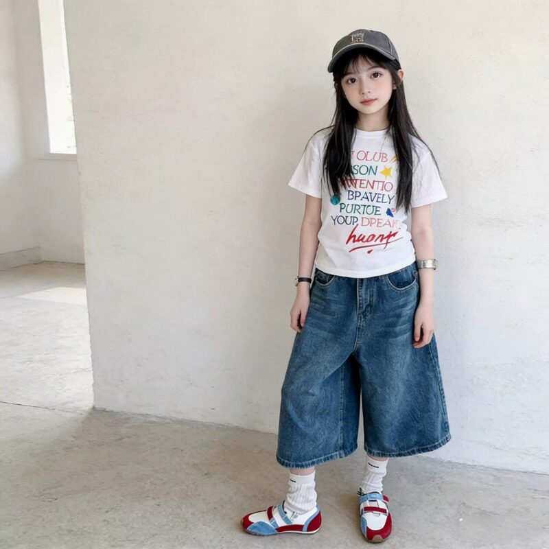 女童套装休闲风夏季新款26中大儿童牛仔裤