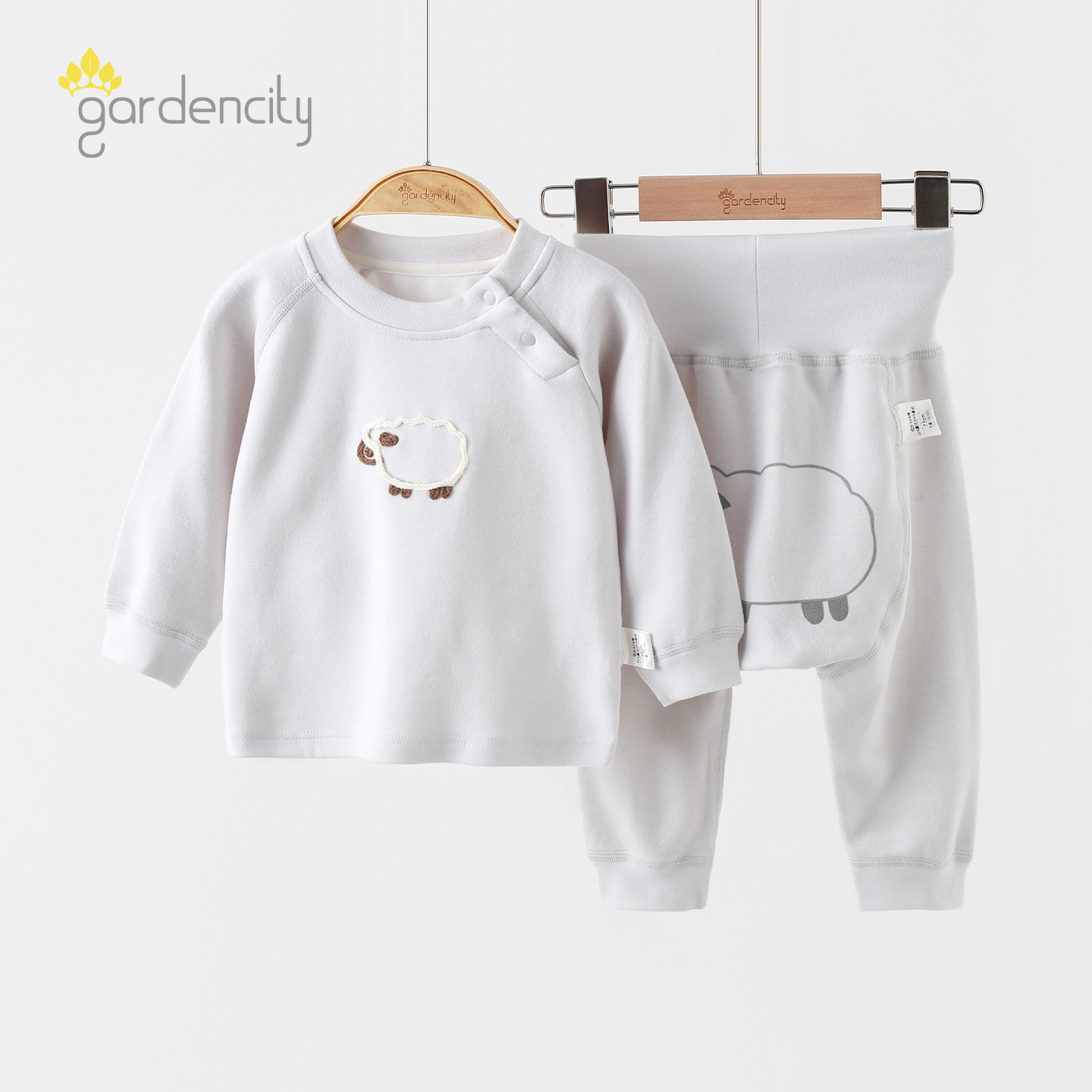 婴儿家居服套装秋冬棉莫代尔舒绒男女宝宝高腰大PP裤打底秋衣秋裤