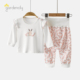 春秋季 棉莫代尔女宝宝甜美飞袖 长袖 婴儿家居服套装 上衣高腰大PP裤