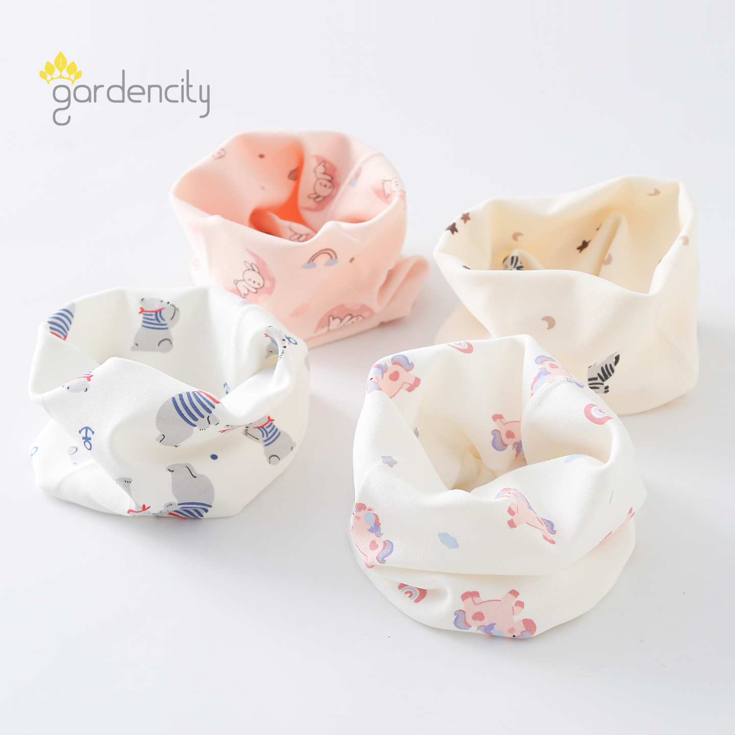 婴儿围脖秋冬季莫代尔棉舒绒卡通新生儿男女宝宝围巾防风保暖脖套