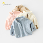 婴儿外套秋冬摇粒绒保暖上衣拇指袖 立领男女宝宝加厚加绒洋气冬装