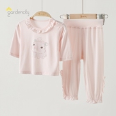 夏季 薄款 小女孩9分袖 女宝宝莫代尔家居服套装 上衣防蚊裤 女童睡衣