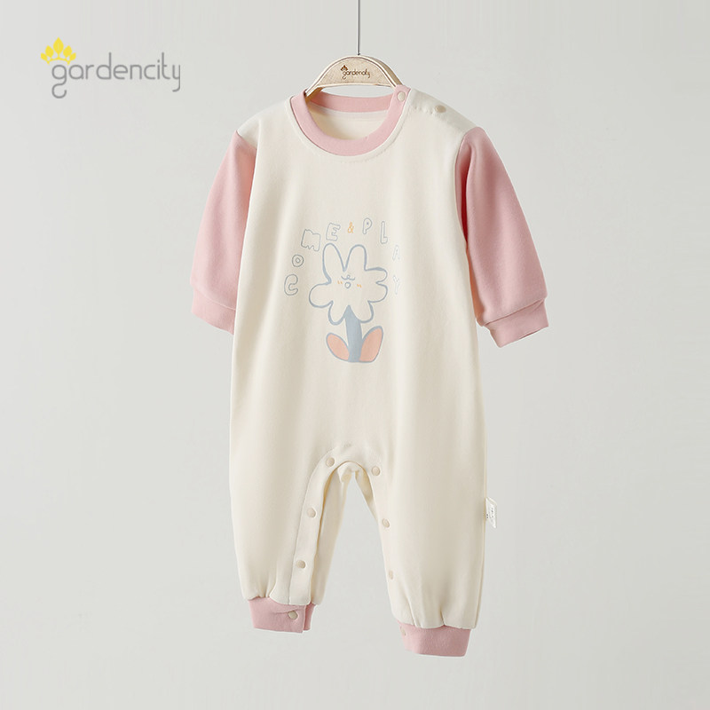 女宝宝连体衣纯棉舒绒长袖哈衣