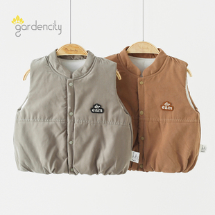 婴儿马甲秋冬季 保暖160g夹棉男女宝宝简约立领马夹中棉坎肩上衣服