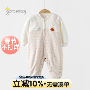 婴儿连体衣秋冬季保暖60g恒温棉夹棉小月龄男女宝宝薄棉哈衣棉服