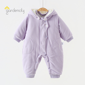 婴儿连体衣冬季 保暖外出240g恒温棉兔耳朵女宝宝厚棉哈衣可拆帽子