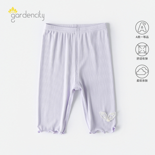 夏季 中短裤 薄款 外穿夏装 洋气 甜美蝴蝶花边女宝宝7分裤 婴儿打底裤