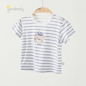 婴儿条纹短袖 体恤上衣夏 零碳莫代尔冰丝男女宝宝半袖 t恤夏季 薄款