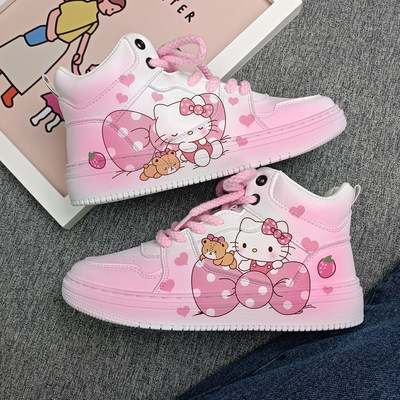 回力凯蒂猫ow联名樱花HelloKitty板鞋春夏新款高帮运动女鞋