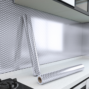 厨房防油贴纸防油耐高温橱柜防水防潮翻新专用壁垫锡铝箔自粘墙纸