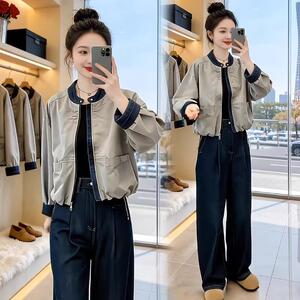 香港代购韩版宽松短款外套女2026春立领拉链显瘦遮肉休闲夹克上衣