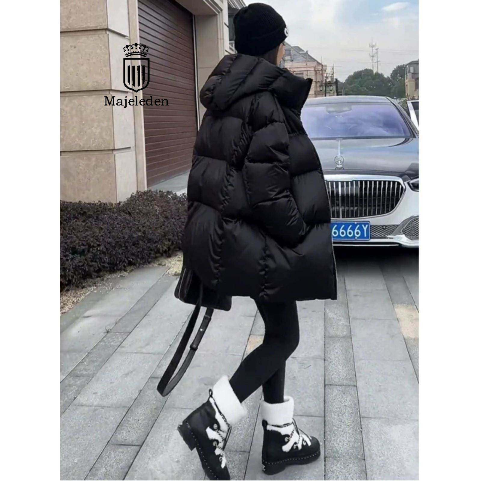 正品2025冬新款加厚白鹅绒羽绒服女宽松显瘦连帽小个子面包服外套