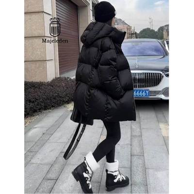 正品2025冬新款加厚白鹅绒羽绒服女宽松显瘦连帽小个子面包服外套