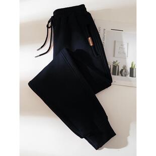 运动裤 秋冬加绒哈伦卫裤 女秋冬薄款 宽松束脚长裤 子 2025新款 韩版