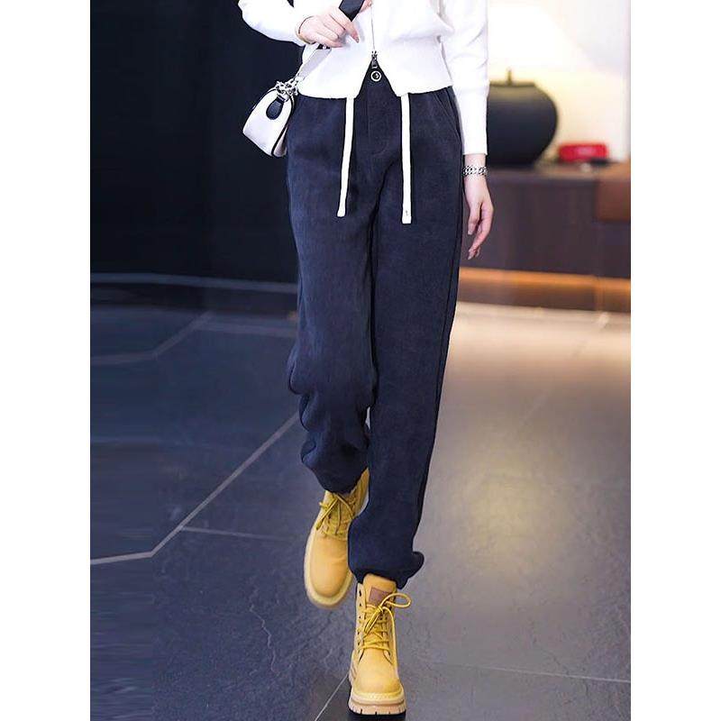高端哈伦裤女2025春秋新款高腰显瘦加绒束脚裤休闲设计感大码卫裤