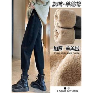 小个子保暖运动裤 Rouje 棉裤 女加绒加厚休闲裤 子 Dsyle羊羔绒卫裤