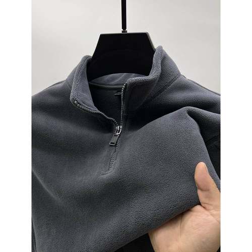 MAROLIO~出口挪威！摇粒绒立领卫衣男秋冬加绒加厚保暖内搭抓绒衣