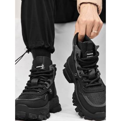 潮牌2025秋季轻便高帮男鞋防滑登山鞋运动百搭厚底增高劳保马丁靴