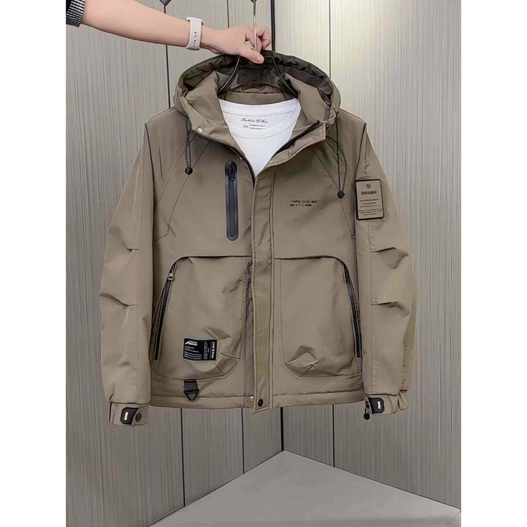 秋冬季潮流男士冲锋衣连帽工装夹克休闲百搭宽松加厚保暖棉衣外套,男装,夹克,淘宝优惠券,粉丝福利购,淘宝优惠卷