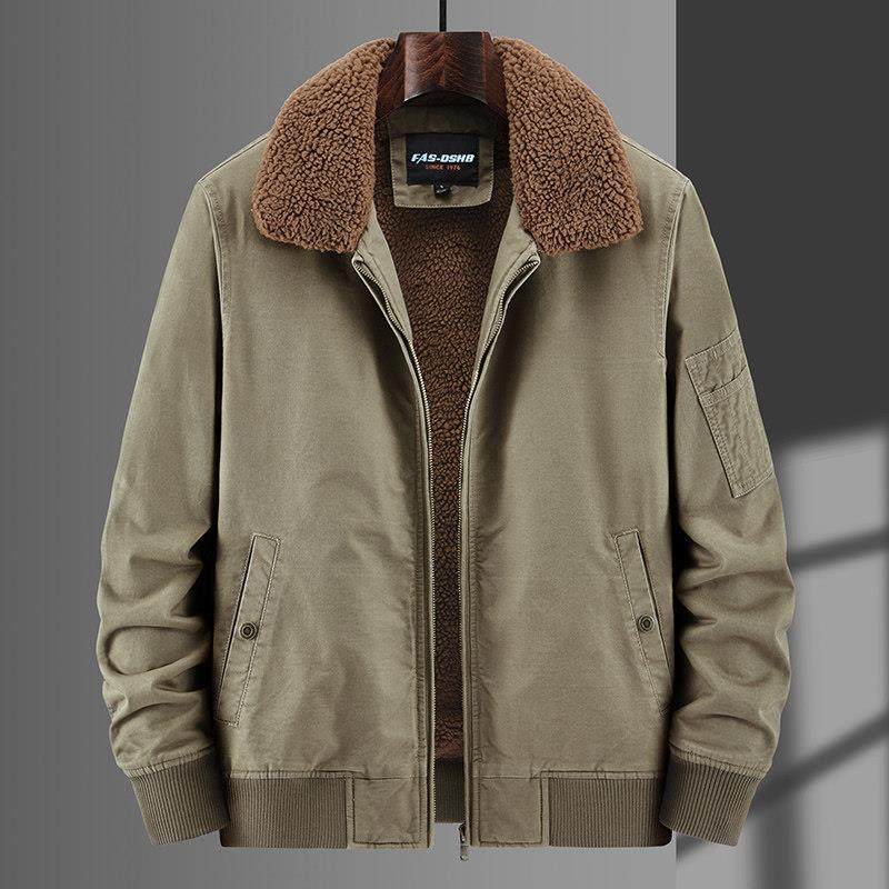 羊羔绒外套男秋冬季加绒加厚棉衣毛领高端工装棉袄中年夹克棉服男,男装,棉衣,淘宝优惠券,粉丝福利购,淘宝优惠卷