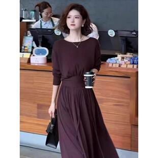 欧洲站秋季女装2025新款减龄穿搭轻奢高级感知性优雅两件套连衣裙