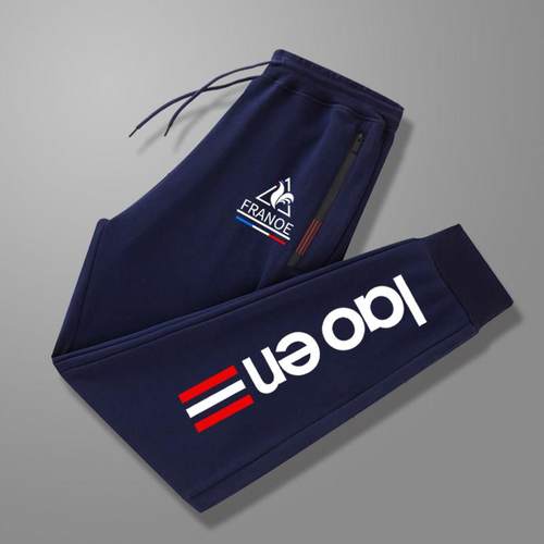 MAROLIO~出口法国！潮牌印花宽松束脚裤男秋冬加绒加厚大码运动裤