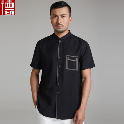 黑色唐装短袖唐装德风堂高端