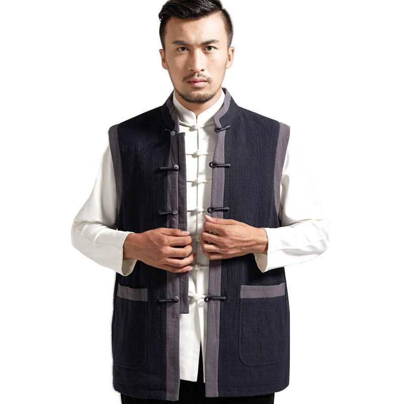 JIANXIAN ORIGINAL AUTUMN AND WINTER TANG COTTON VEST CHINESE HORSE COAT MIDDLE-AGED AND ELDERLY THICK BUCKLES HIGH-END SEIKO