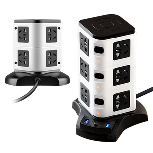 立式插座多孔位创意办公桌面排插大功率插排usb带线多功能插线板
