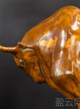 正品云南泽斑铜工艺招品奋斗件者牛摆生意兴隆风水生会肖财风水办