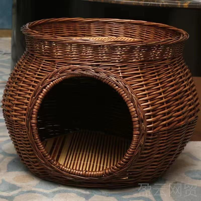 正品藤天编猫窝四季封通用夏窝闭式凉双层猫屋猫房子猫别墅猫舍猫