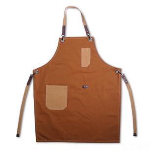 正品撞色全棉围裙咖店酒吧啡西餐厅厨房服家务手工作女定工制logo