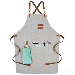 正品围裙定制布复古防水画画咖发啡烘理焙宠物美容师帆花店家用工