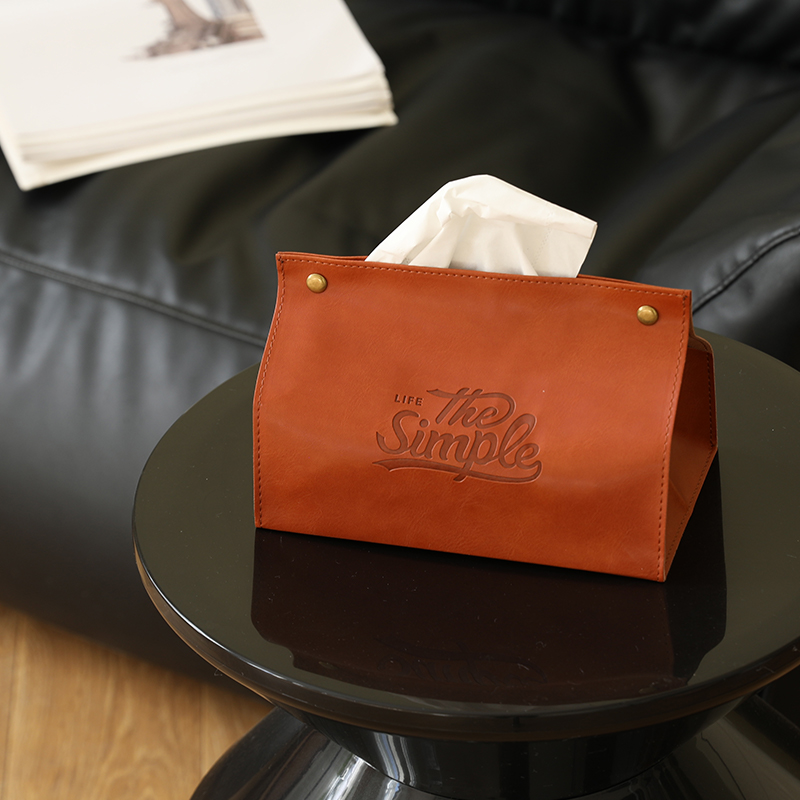 述物皮革ins北欧简约车载抽纸盒